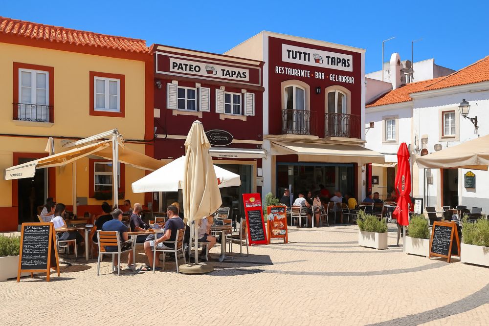 Pleintje met restaurants en bars